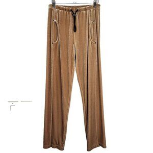 Jamie‎ Sadock Vintage Velour Lounge Pant Womens S Golden Brown Y2K Pull On FLAW